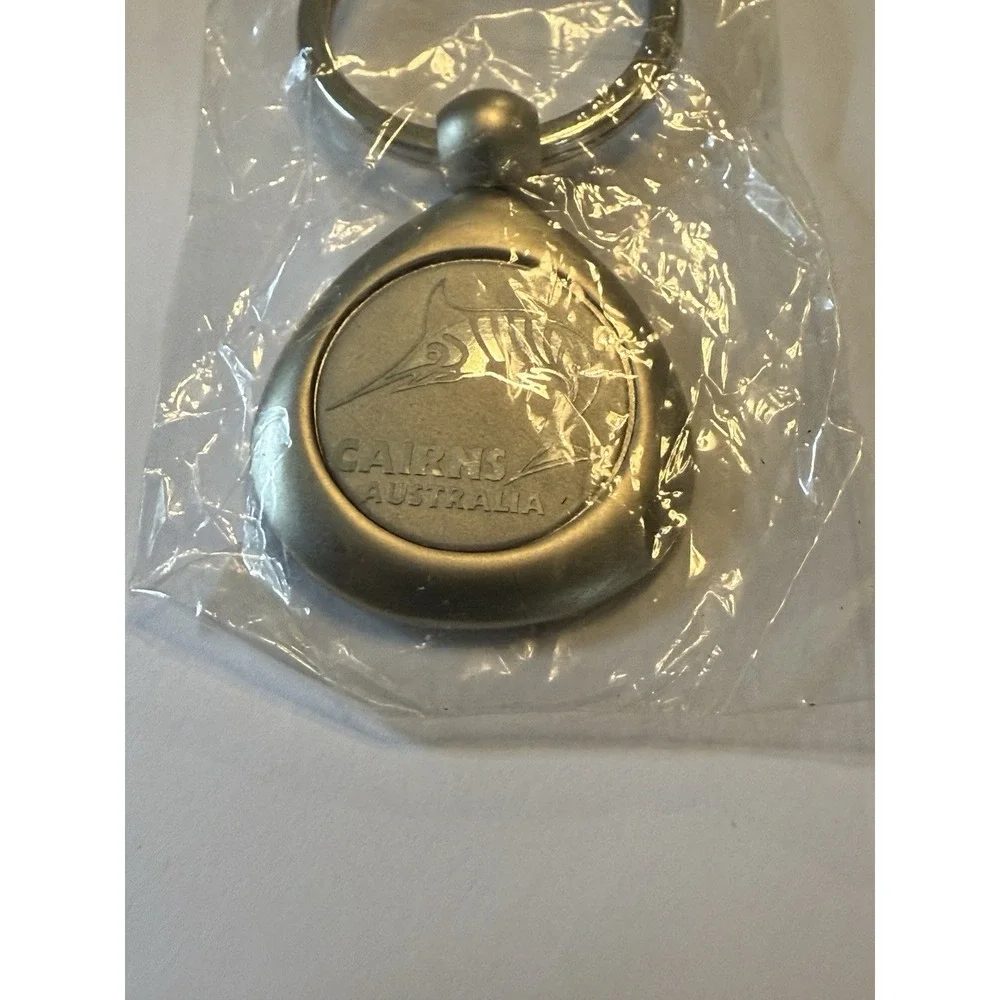 Vintage NEW Cairns Australia Silver Tone Marlin Fish - Keyring 3